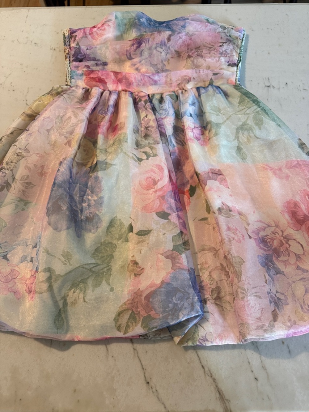 Amanda Uprichard Pastel Floral Strapless Mini Dress in Pink, Blue, Green